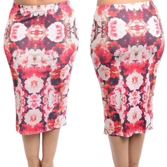 plus size fitted pencil skirts printed - Picture 2 of 2